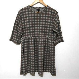 TOPSHOP plaid babydoll dress, empire waist sz. 8